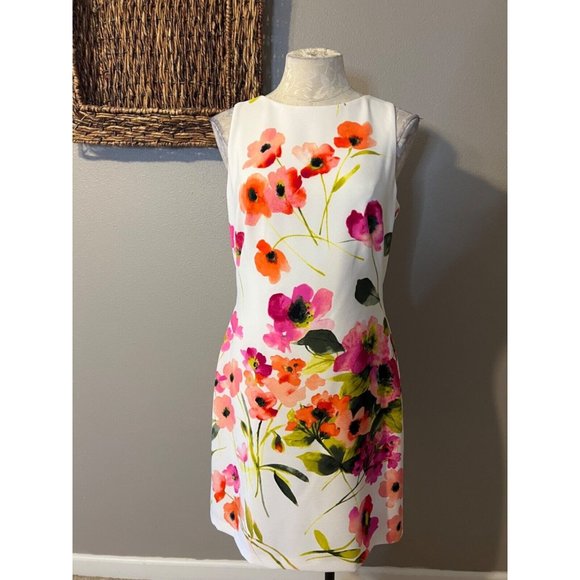 Ralph Lauren Dress 10 Floral Colorful Career Church Stretch Washable $155 - Picture 4 of 13